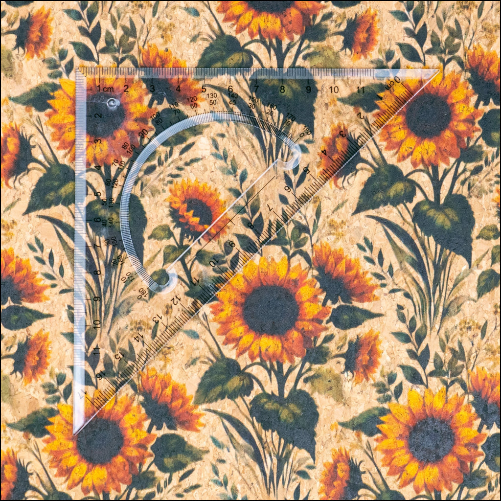 Floral Collection - Sunflower Pattern Cork Fabric COF-729 1/2M (138*50 cm / 54*19 inches) cork fabric