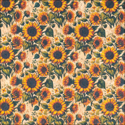 Floral Collection - Sunflower Pattern Cork Fabric COF-730 1/2M (138*50 cm / 54*19 inches) cork fabric