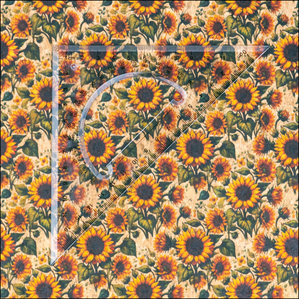 Floral Collection - Sunflower Pattern Cork Fabric COF-730 1/2M (138*50 cm / 54*19 inches) cork fabric