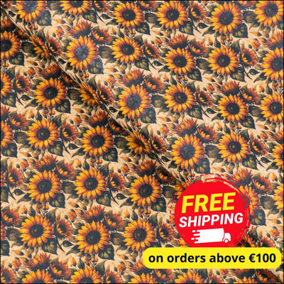 Floral Collection - Sunflower Pattern Cork Fabric COF-731 1/2M (138*50 cm / 54*19 inches) cork fabric