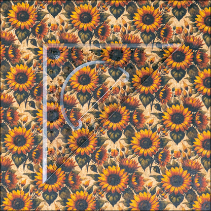 Floral Collection - Sunflower Pattern Cork Fabric COF-731 1/2M (138*50 cm / 54*19 inches) cork fabric