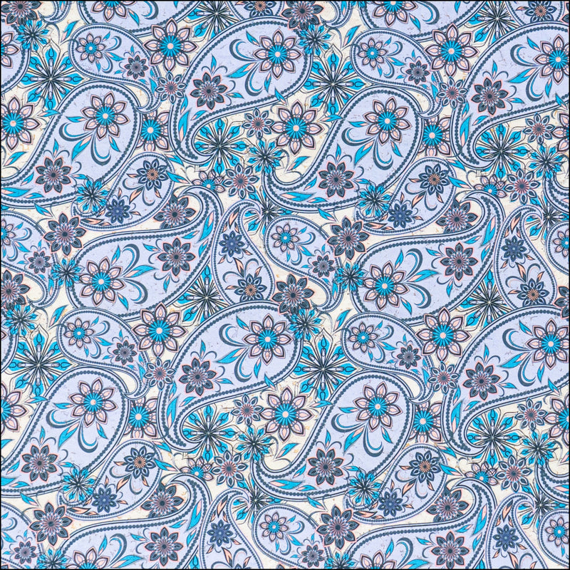 Floral Paisley Printed Cork Fabric COF-623 cork fabric