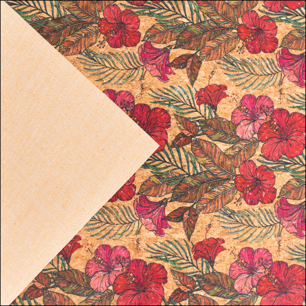 Florals pattern Cork fabric COF-321-A cork fabric
