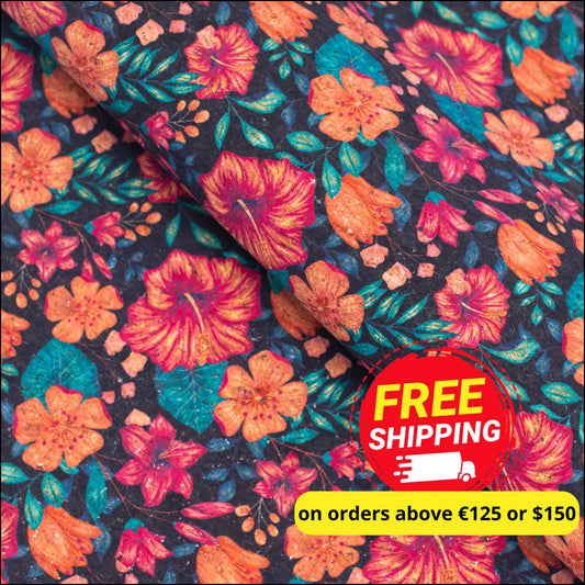 Flower Bush Pattern Cork Fabric Cof-391-A Cork Fabric