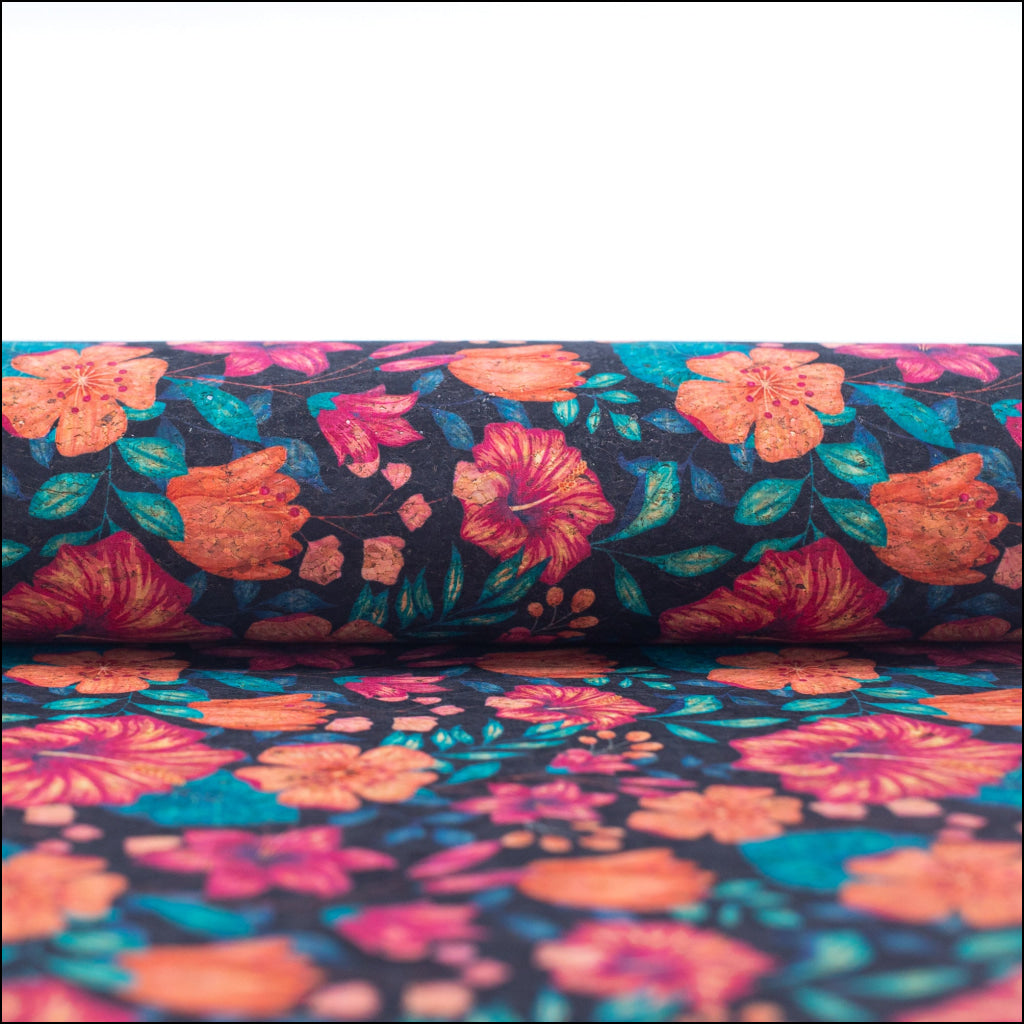 Flower Bush Pattern Cork Fabric Cof-391-A Cork Fabric