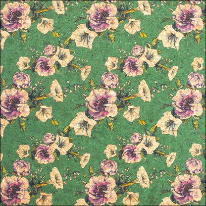 Flower Green Pattern Cork Fabric Cof-351-A Cork Fabric