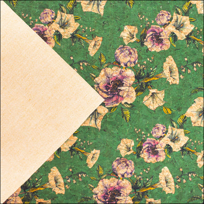 Flower Green Pattern Cork Fabric Cof-351-A Cork Fabric