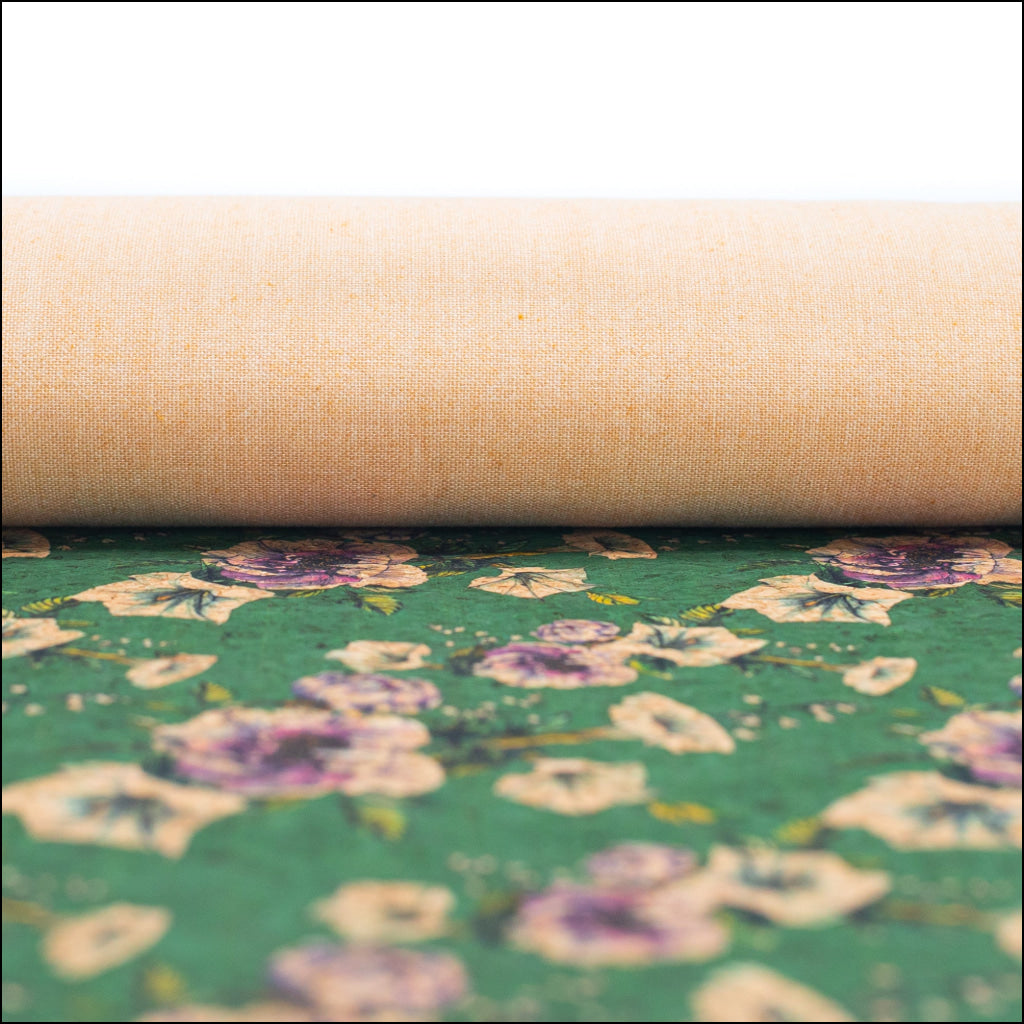Flower Green Pattern Cork Fabric Cof-351-A Cork Fabric