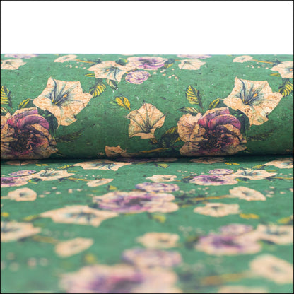 Flower Green Pattern Cork Fabric Cof-351-A Cork Fabric