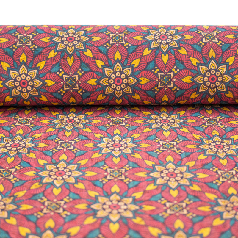Flower Tile Cork Fabric Sheet Korkstoff Cof-307