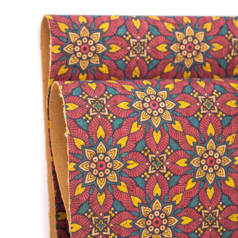 Flower Tile Cork Fabric Sheet Korkstoff Cof-307