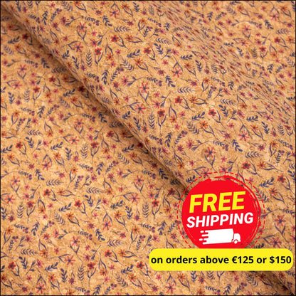 Flowers And Grass Pattern Cork Fabric Cof-390 Cork
