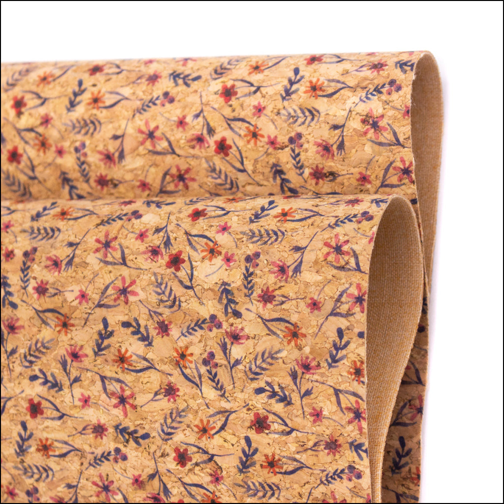 Flowers And Grass Pattern Cork Fabric Cof-390 Cork