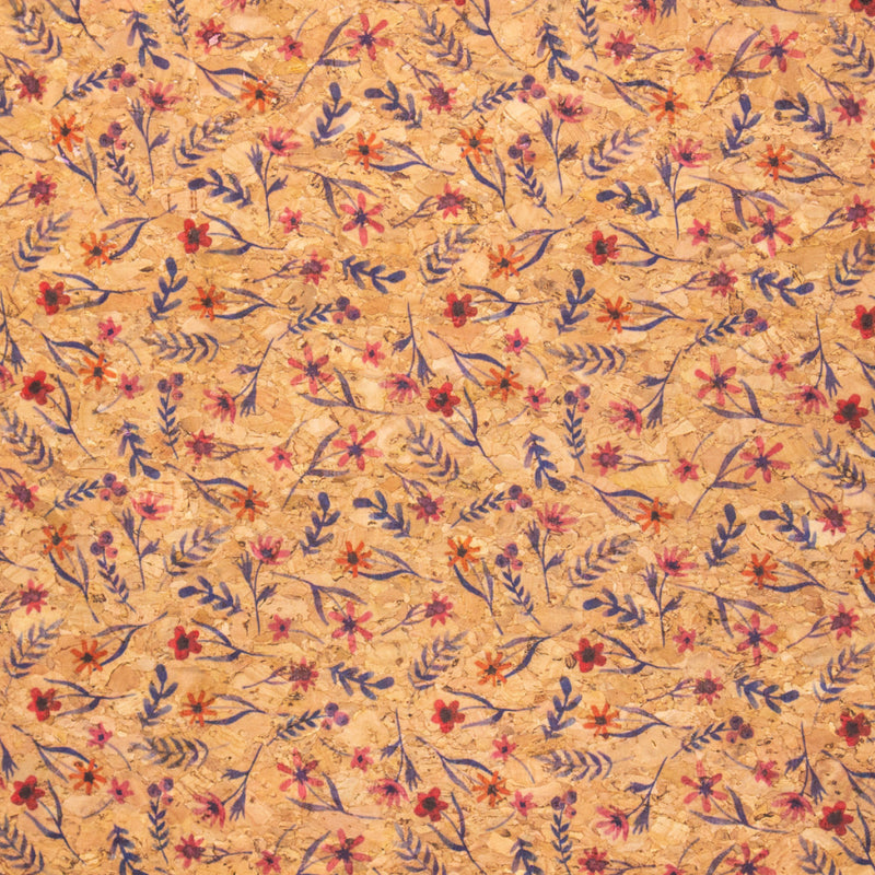 Flowers And Grass Pattern Cork Fabric Cof-390 Cork