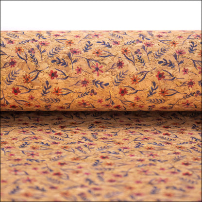Flowers And Grass Pattern Cork Fabric Cof-390 Cork