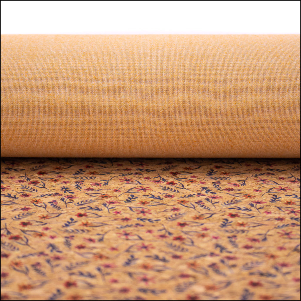 Flowers And Grass Pattern Cork Fabric Cof-390 Cork