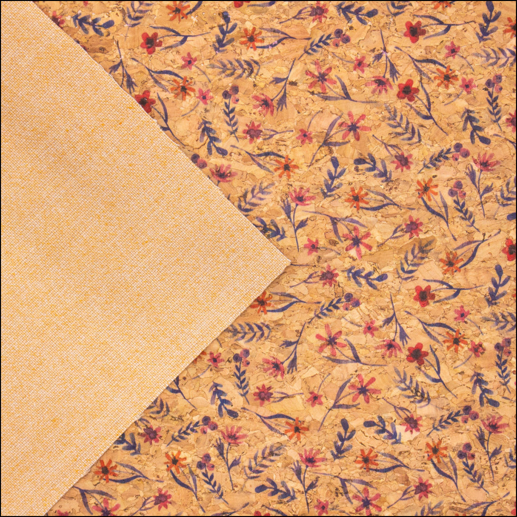 Flowers And Grass Pattern Cork Fabric Cof-390 Cork