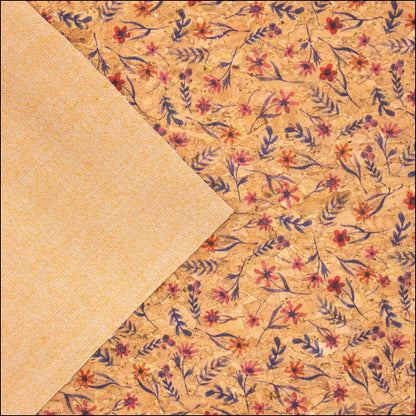 Flowers And Grass Pattern Cork Fabric Cof-390 Cork