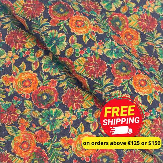 Flowers Pattern Cork Natural Fabric Cof-333-B Cork