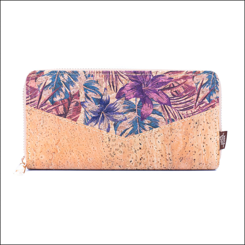 Flowers patterns natural cork women zipper card wallet BAG-2337 A Flash Sales