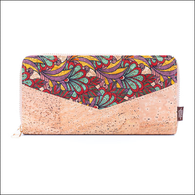 Flowers patterns natural cork women zipper card wallet BAG-2337 C Flash Sales