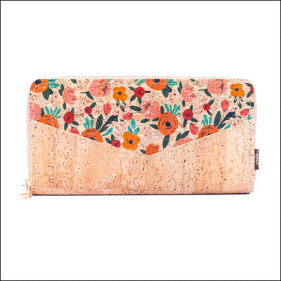Flowers patterns natural cork women zipper card wallet BAG-2337 D Flash Sales