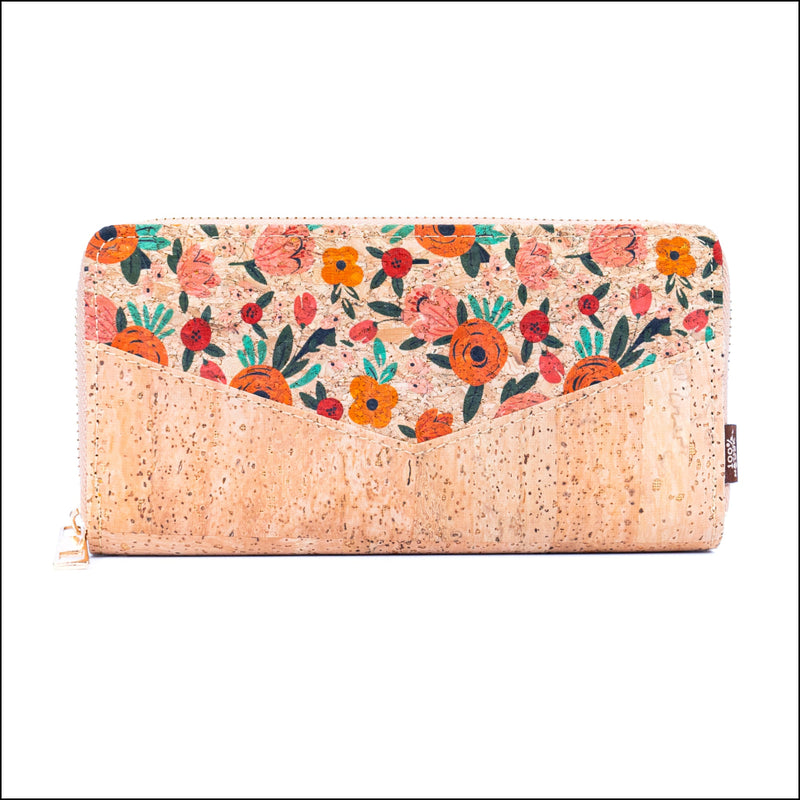 Flowers patterns natural cork women zipper card wallet BAG-2337 D Flash Sales