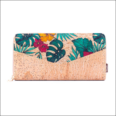 Flowers patterns natural cork women zipper card wallet BAG-2337 E Flash Sales