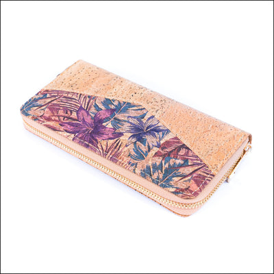 Flowers patterns natural cork women zipper card wallet BAG-2337 Flash Sales