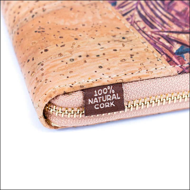 Flowers patterns natural cork women zipper card wallet BAG-2337 Flash Sales
