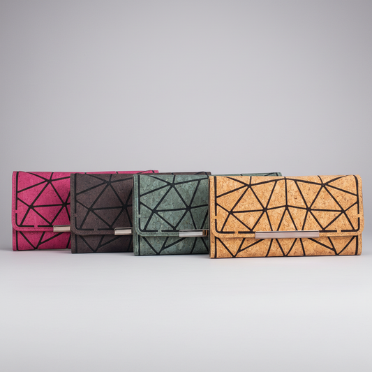 Four Geometric Cork Wallets - Original Colors