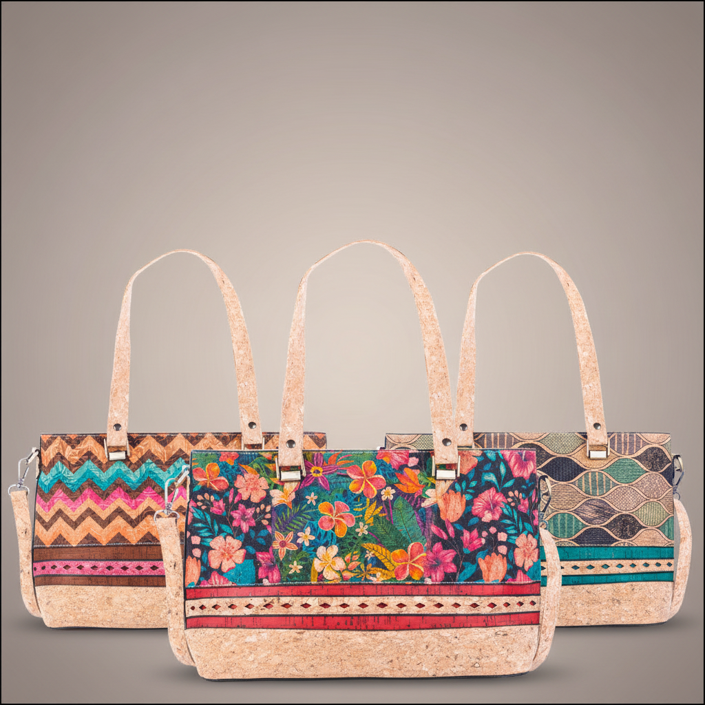 Four Printed Cork Tote Bags Professional Photo