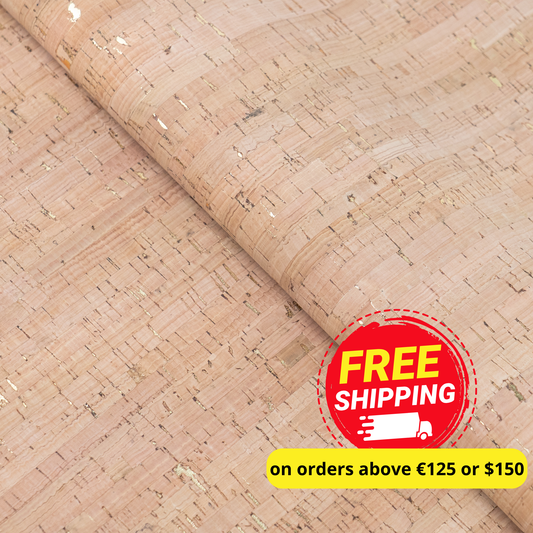 Rustic Natural Cork Fabric with Gold Accents – 2026NEW GENERATIONB ACKING COF-801