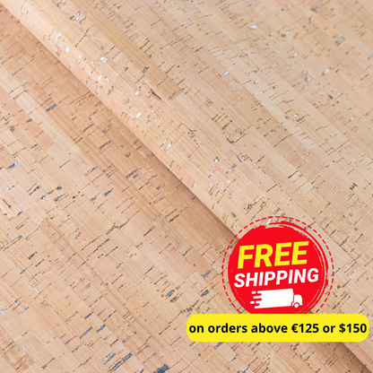 Rustic Natural Cork Fabric with Silver Accents 2026NEW GENERATION BACKING COF-802