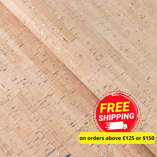 Rustic Natural Cork Fabric with Silver Accents 2026NEW GENERATION BACKING COF-802