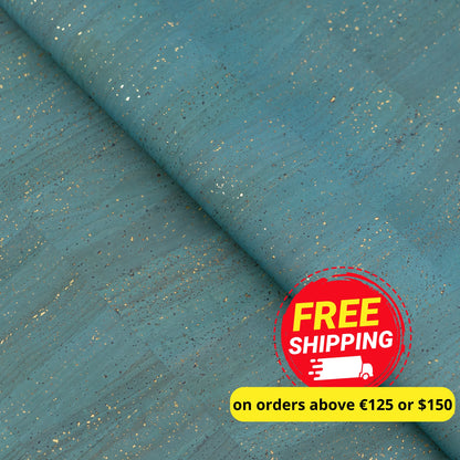 Teal Blue Natural Cork Fabric – 2026NEW GENERATION BACKING COF-814