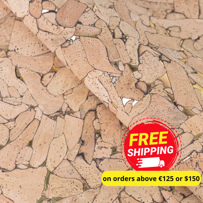 Rustic Natural Cork Fabric with Gold Accents – 2026NEW GENERATION BACKING COF-803