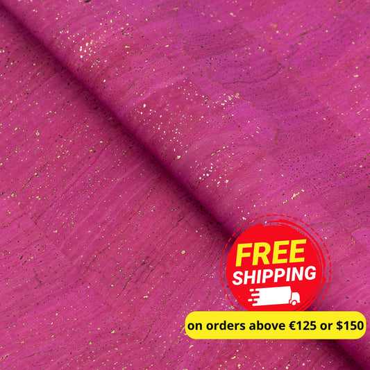 Fuchsia Natural Cork Fabric with Gold Accents – 2026NEW GENERATION BACKING COF-816