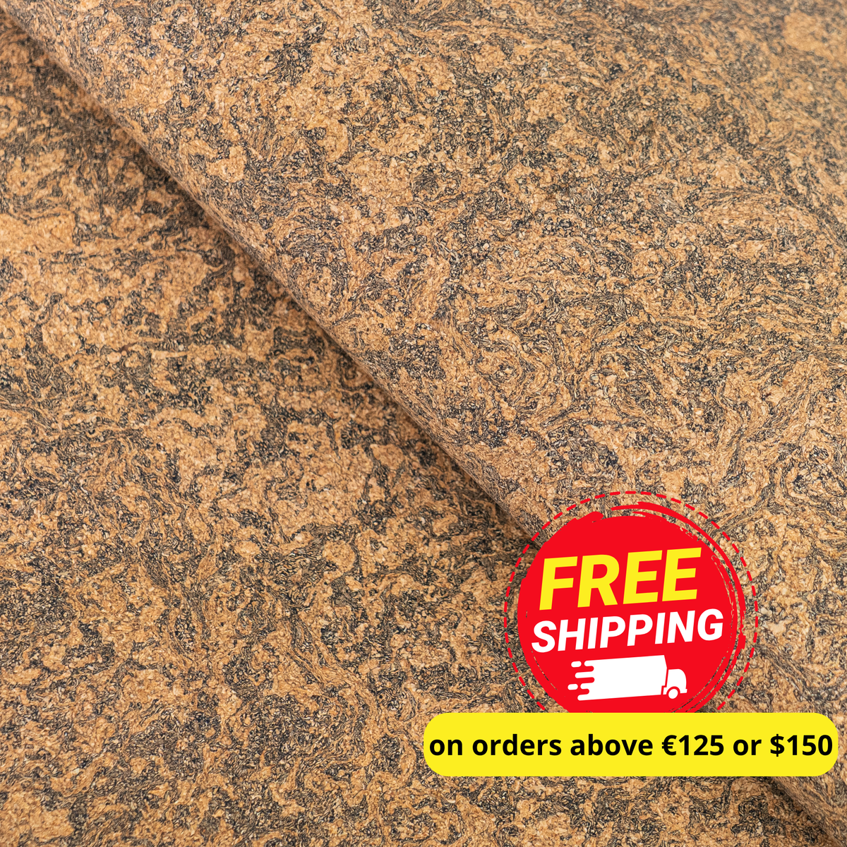 Brown Marble Natural Cork Fabric with PU Backing – COF-806