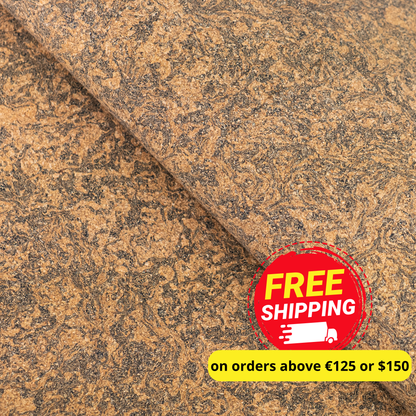 Brown Marble Natural Cork Fabric with PU Backing – COF-806