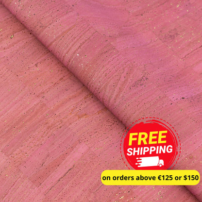 Dusty Rose Natural Cork Fabric with Gold Accents – 2026NEW GENERATION BACKING COF-818