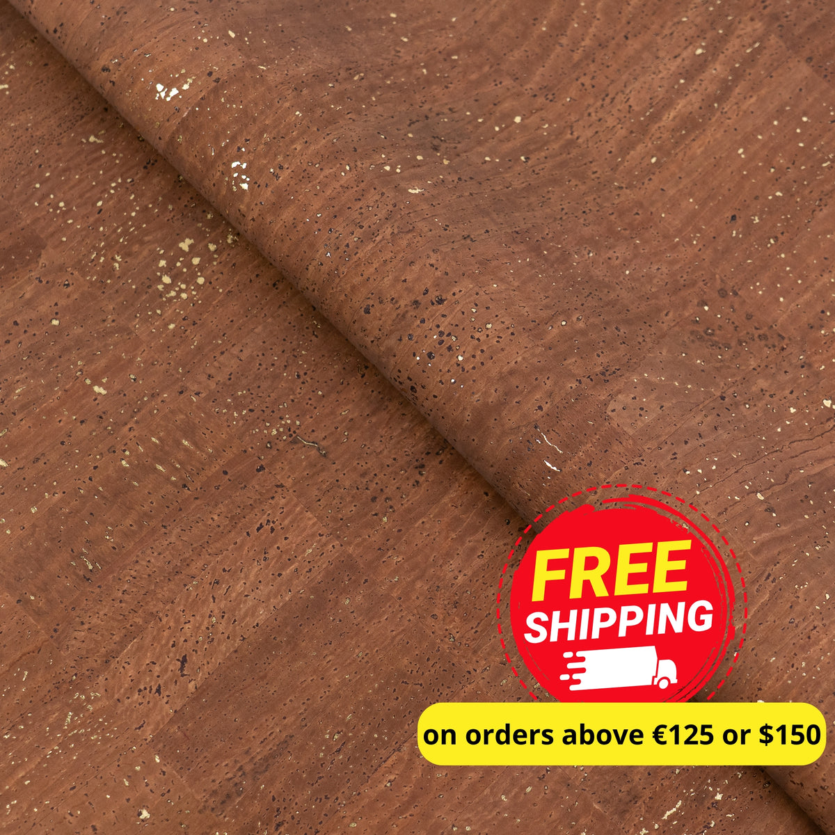Brown Natural Cork Fabric with Gold Accents – 2026NEW GENERATION BACKING COF-820