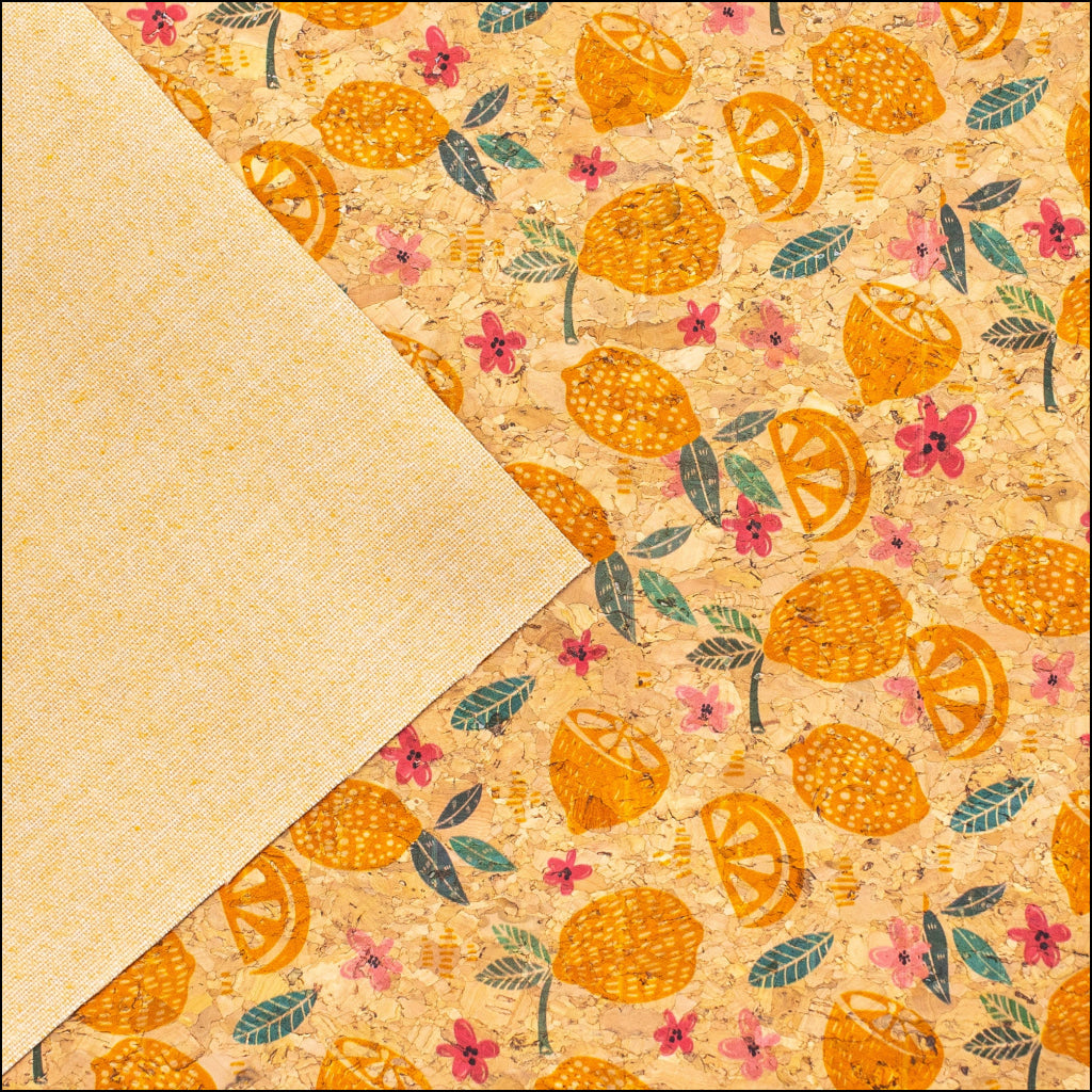 Fresh Lemon And Daisy Cork Fabric- Cof-133 Cork Fabric