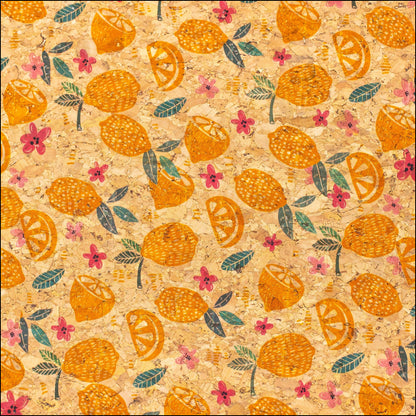 Fresh Lemon And Daisy Cork Fabric- Cof-133 Cork Fabric