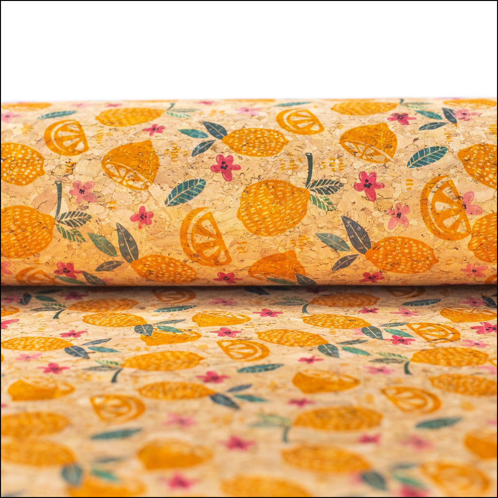 Fresh Lemon And Daisy Cork Fabric- Cof-133 Cork Fabric