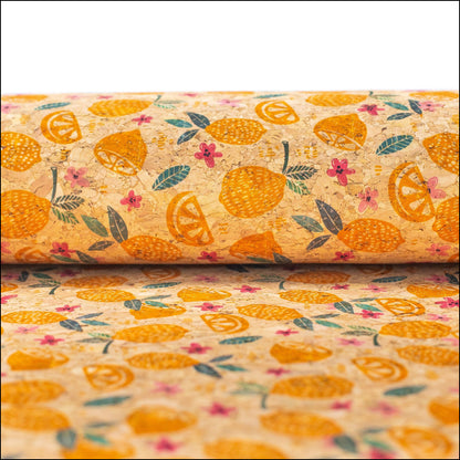 Fresh Lemon And Daisy Cork Fabric- Cof-133 Cork Fabric