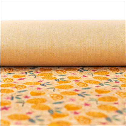 Fresh Lemon And Daisy Cork Fabric- Cof-133 Cork Fabric