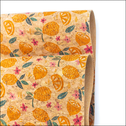 Fresh Lemon And Daisy Cork Fabric- Cof-133 Cork Fabric