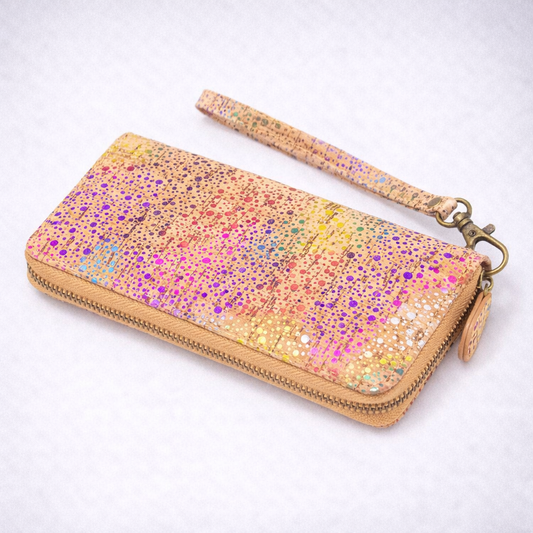 Colorful Printed Cork Women's Long Zipper Wristlet Wallet  BAG-2060