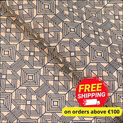 Geometric Collection - Square and Straight Lines Pattern Cork Fabric COF-739 1/2M (138*50 cm / 54*19 inches) cork fabric